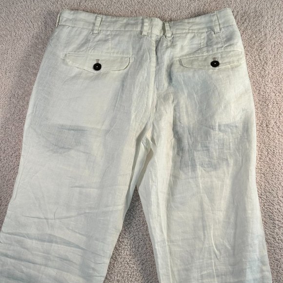 Ganesh Mens White Linen Trouser Pants Size 34 Classic Summer Utility Preppy NWT - Picture 4 of 12